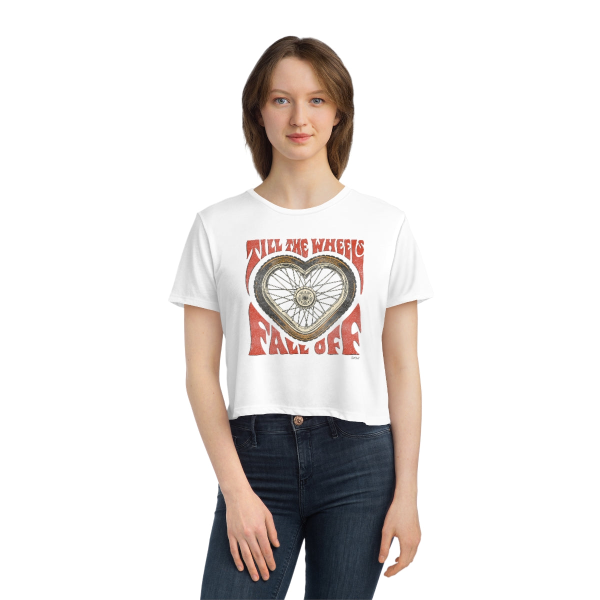 Till The Wheels Fall Off - Women's Flowy Cropped Tee