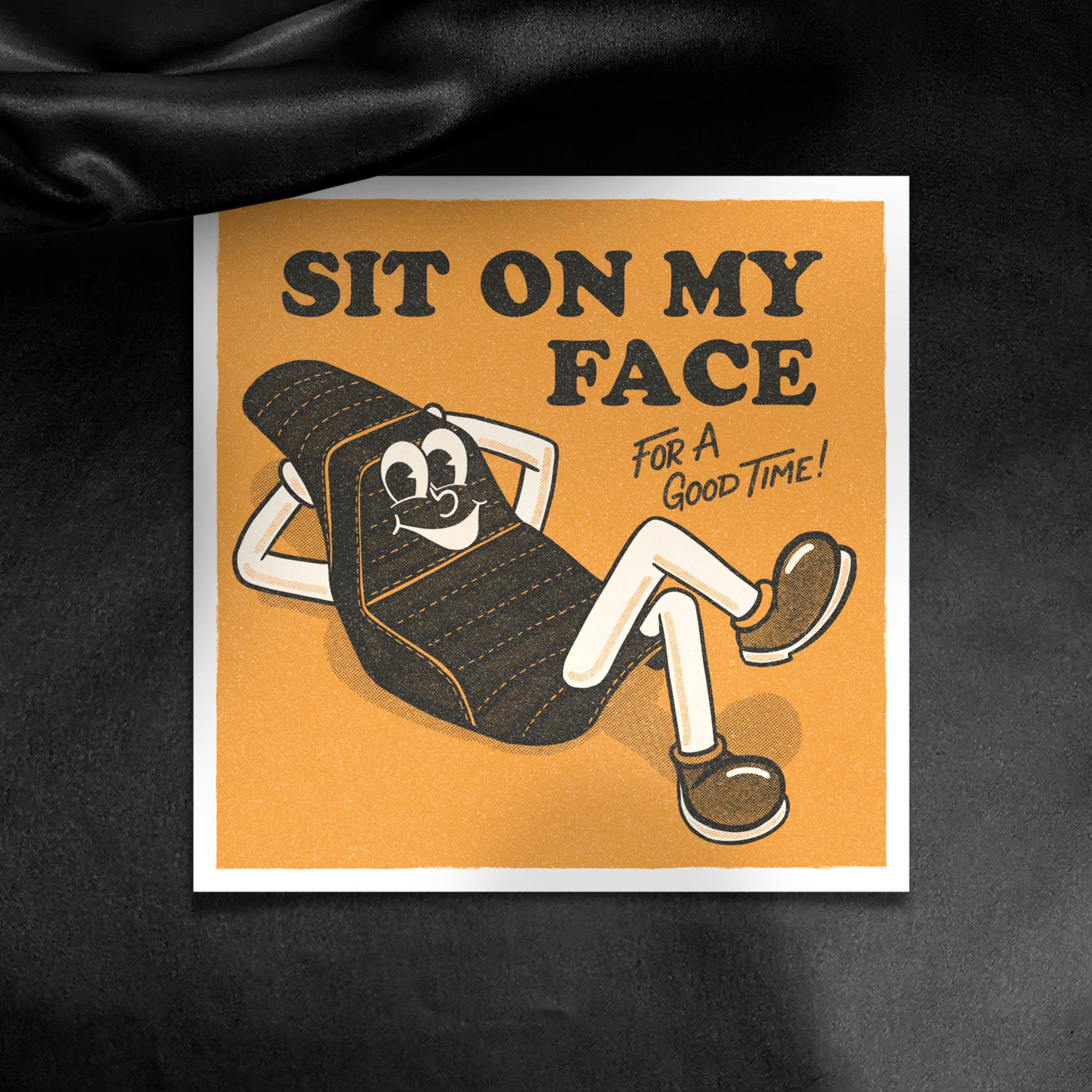 Sit On Me - Print - Retro Mascot Motorcycle Humor