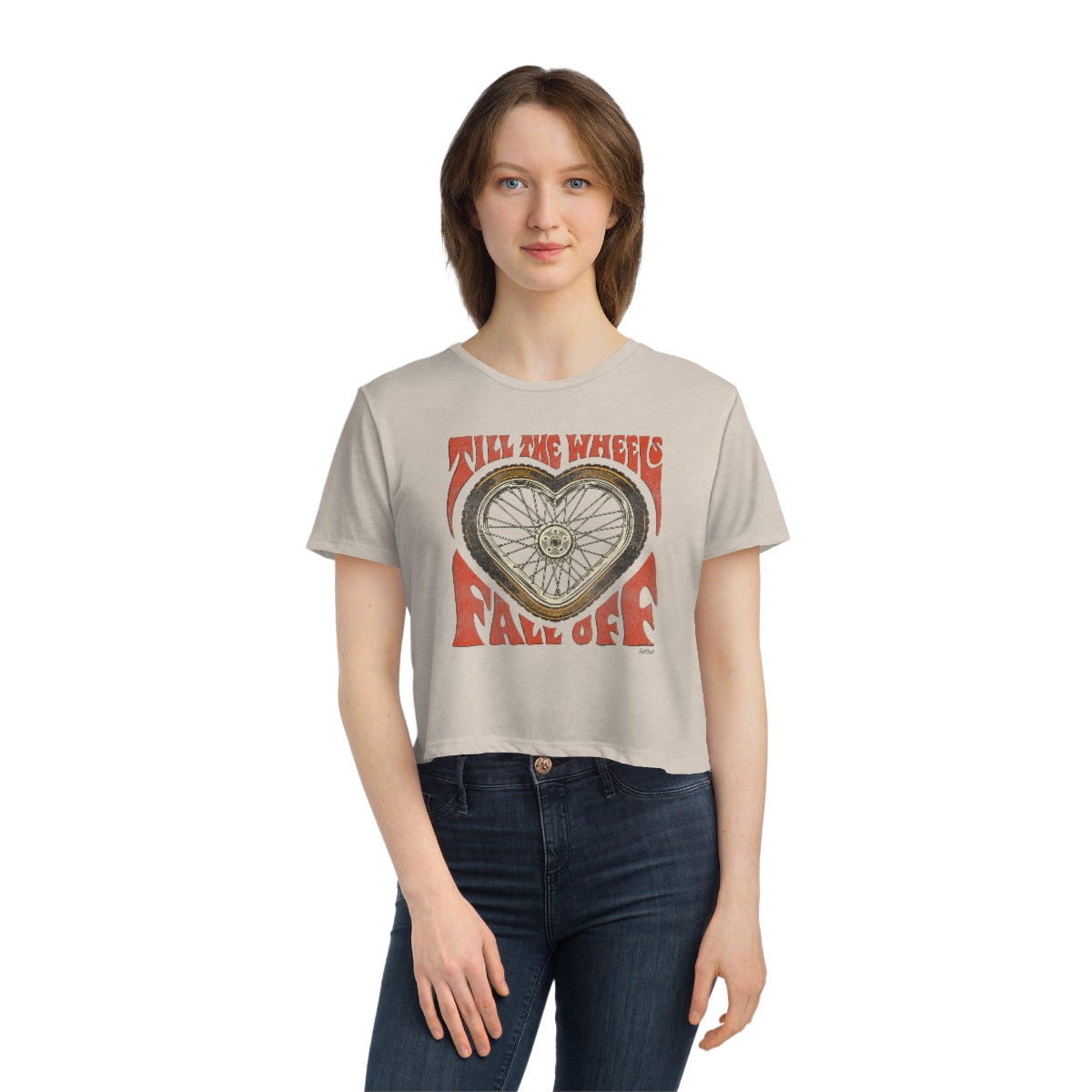 Till The Wheels Fall Off - Women's Flowy Cropped Tee